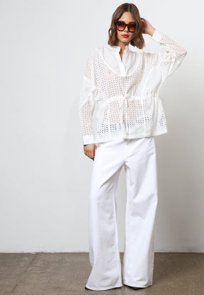 ONYX TOP WHITE BRODERIE