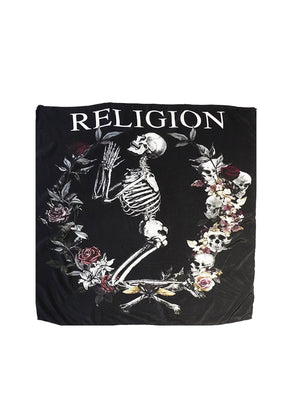 RELIGION Scarf Praying Skeleton Print